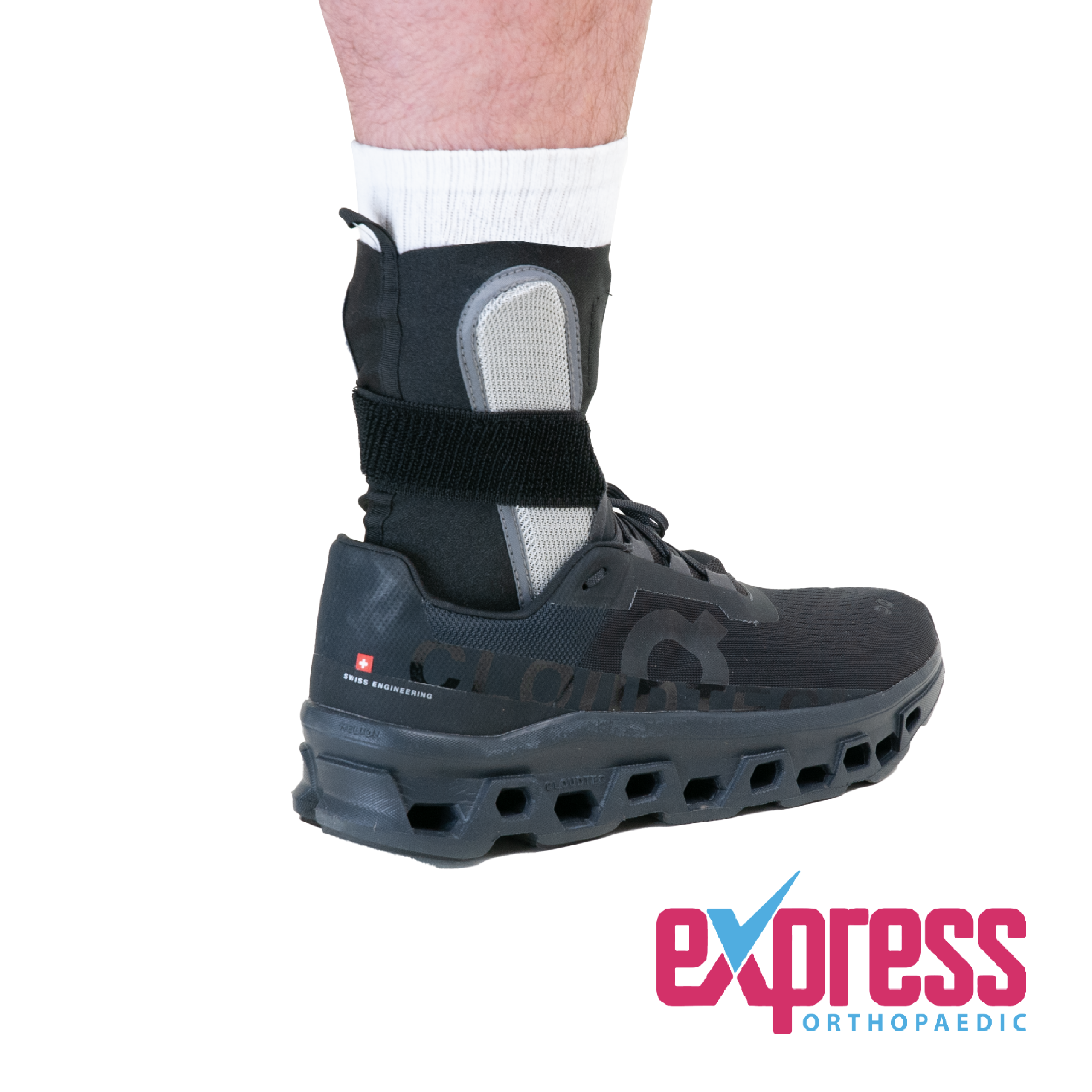 Ankle stabilising brace in shoe