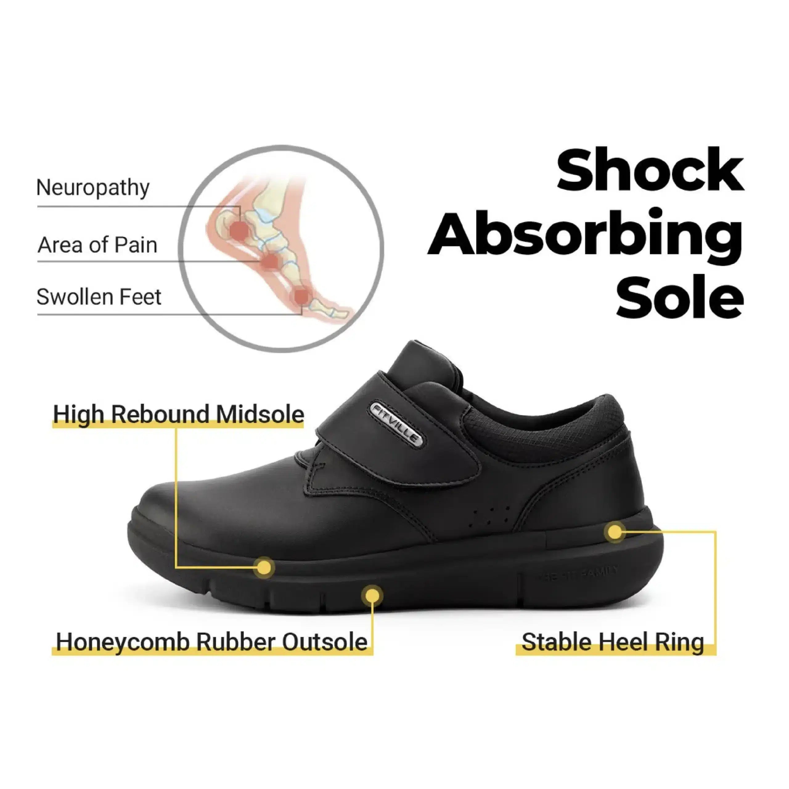 FitVille Men's EasyTop Deluxe Dress Shoe