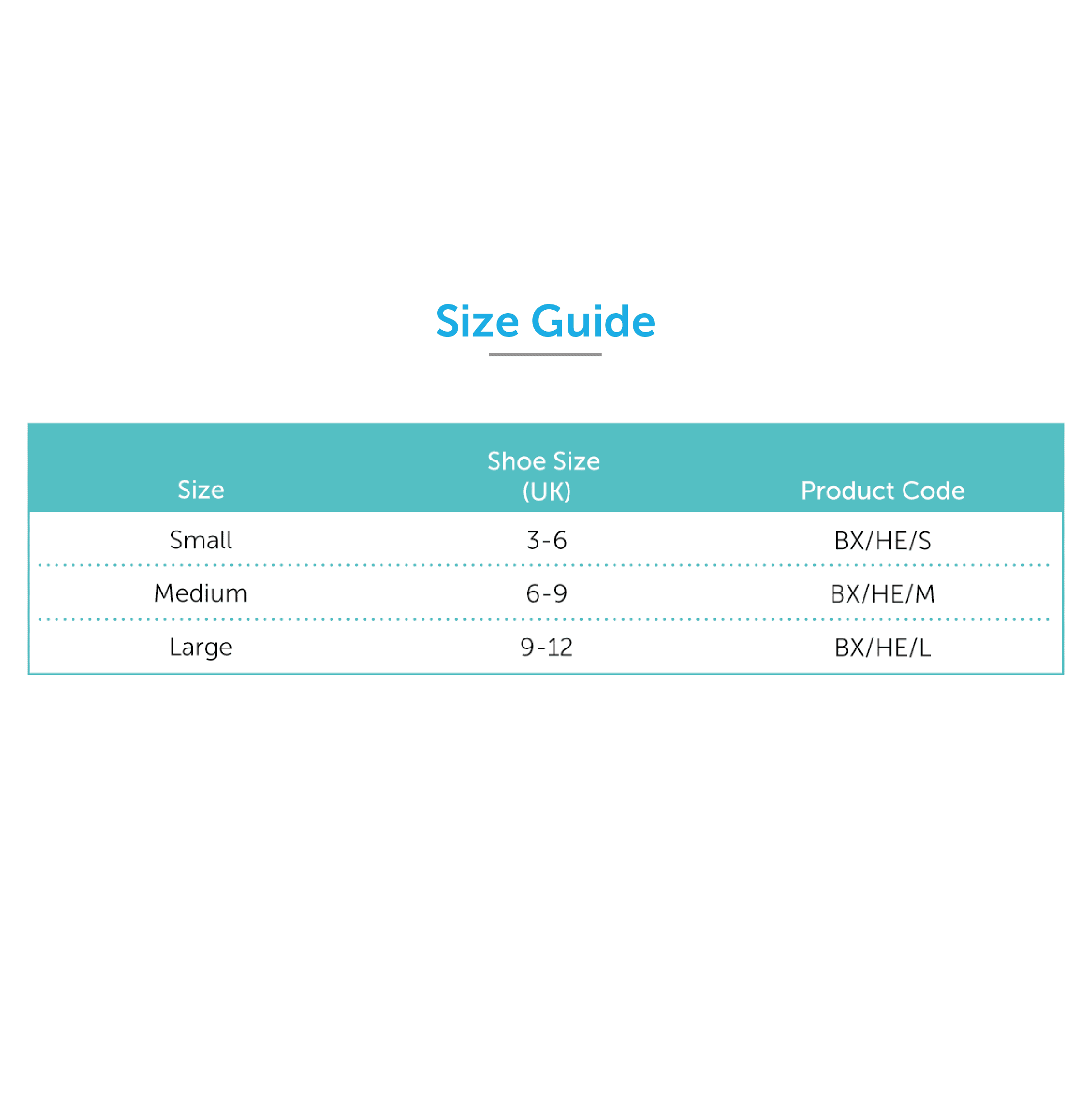 Express® 5-Layer Heel Elevator Size Chart