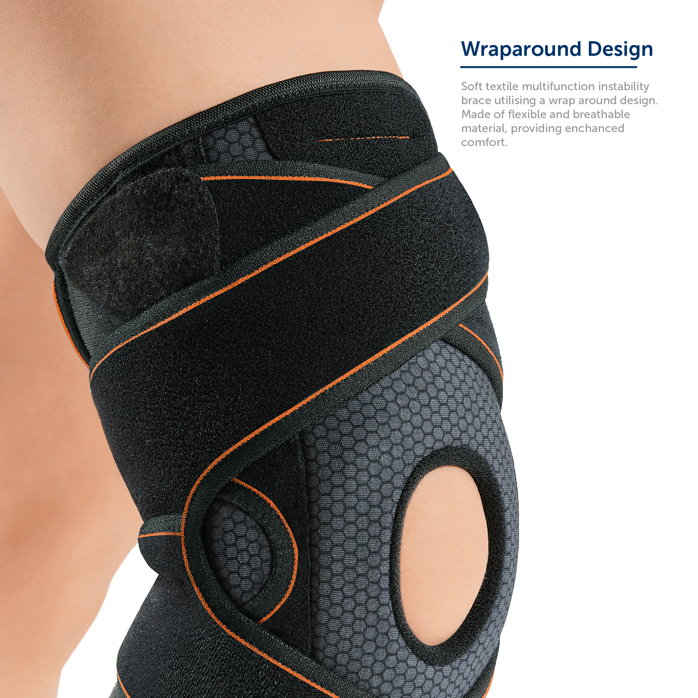 The Orliman® Multi-function Instability Brace uses a wraparound design