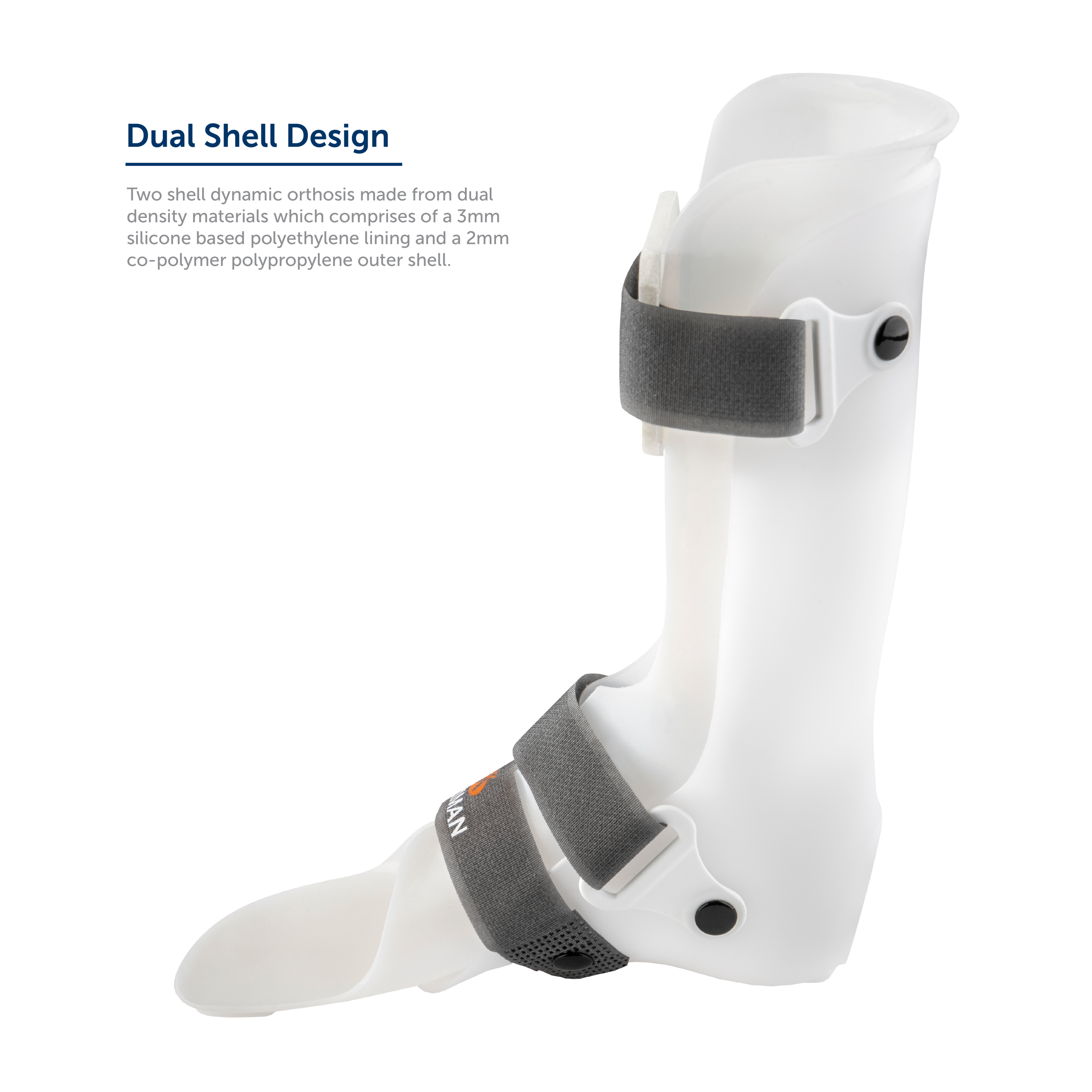Dyna-Ort® Penguin Plantarflexion Ankle Foot Orthosis is a two shell brace