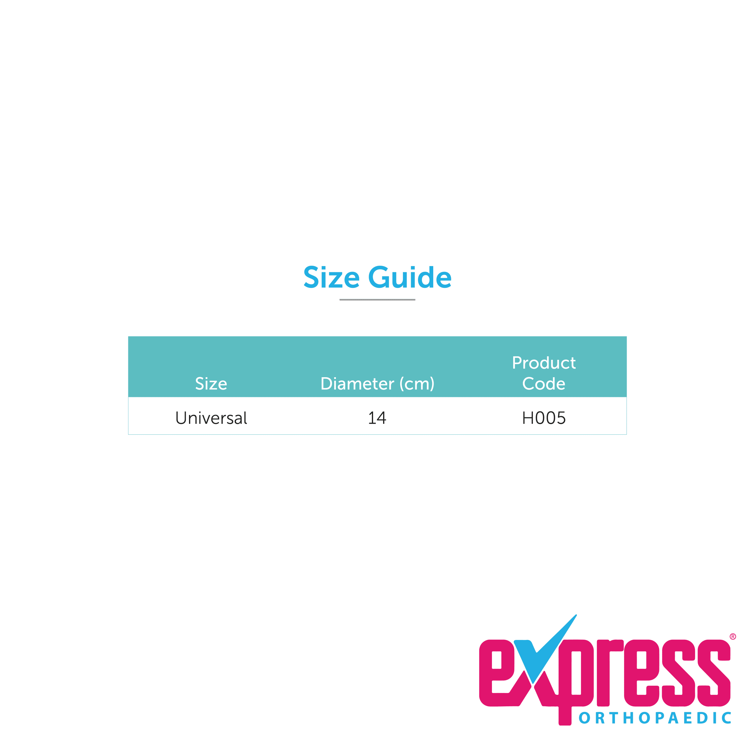 Express Orthopaedic® Hernia Containment Pad Size Chart