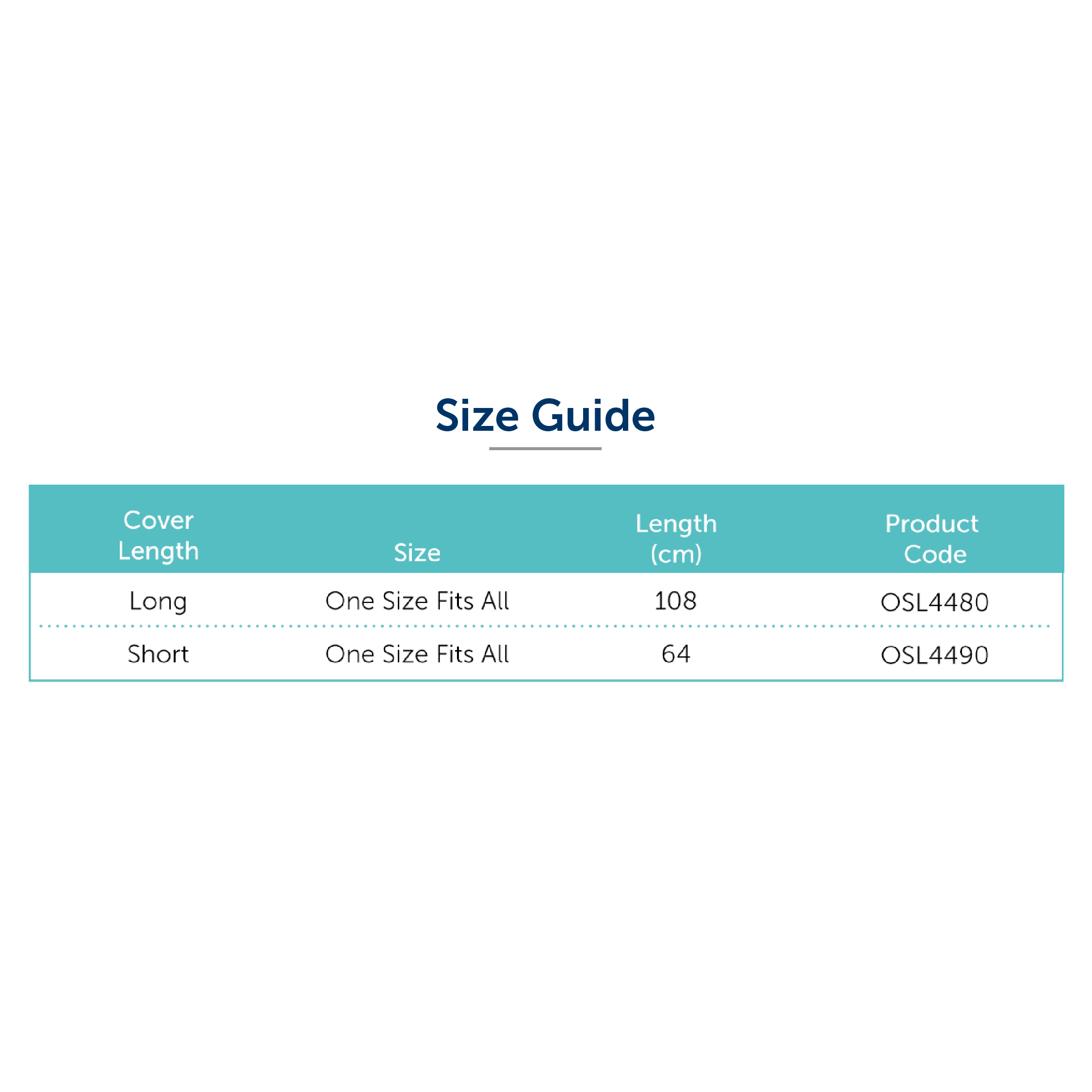 Orliman® Waterproof Leg Cast Cover Size Chart