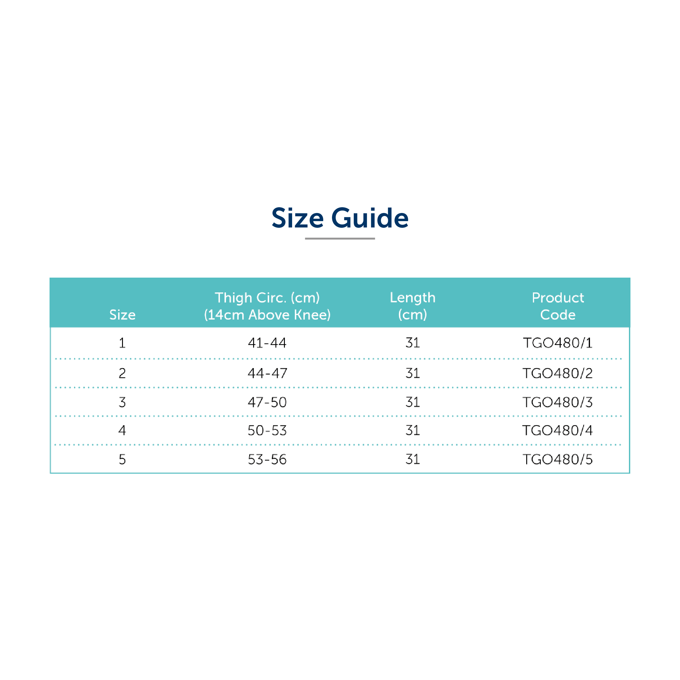 Orliman® TheraGo® Elastic Knee Stabiliser Size Chart