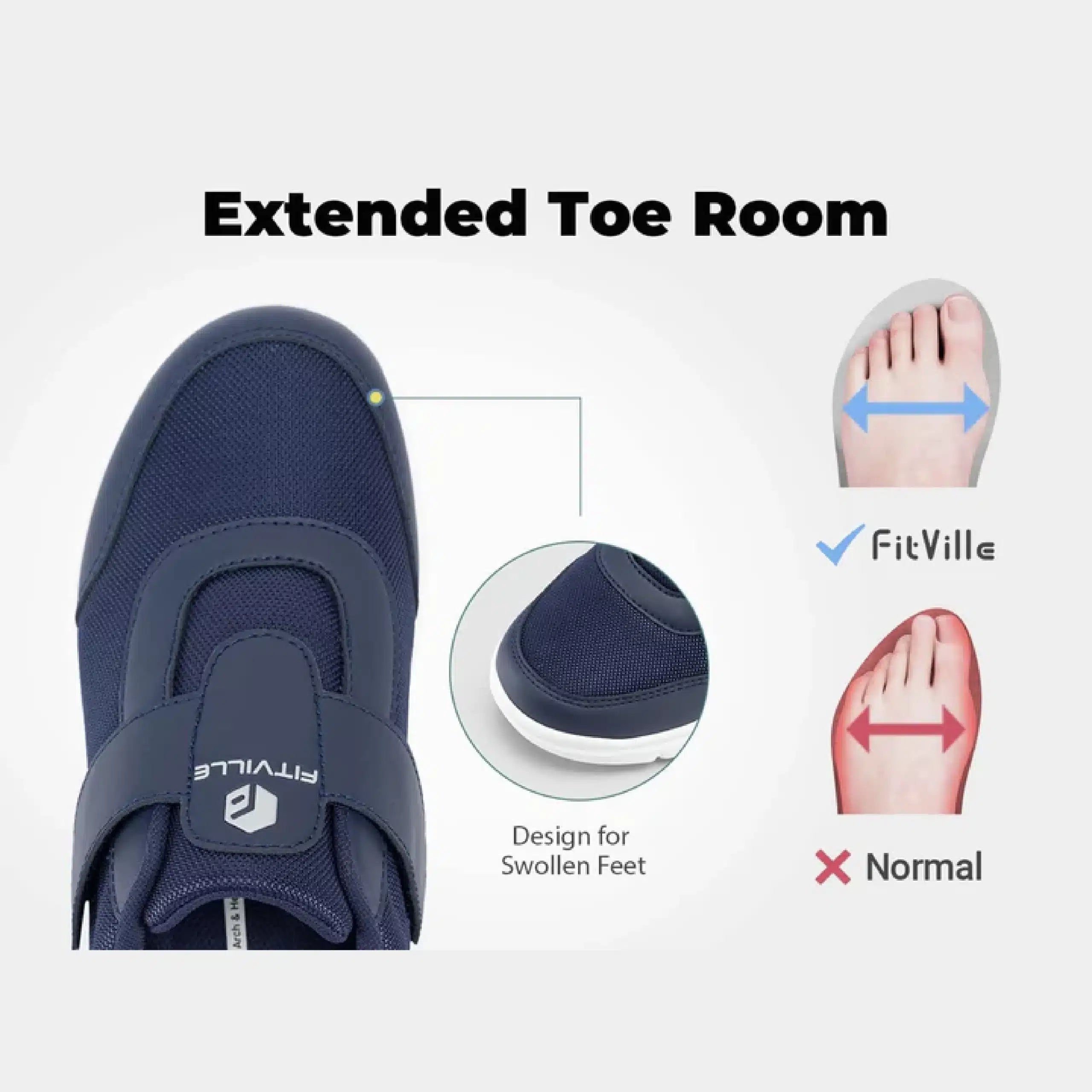 FitVille Men's EasyTop StrapEase Diabetic Shoes