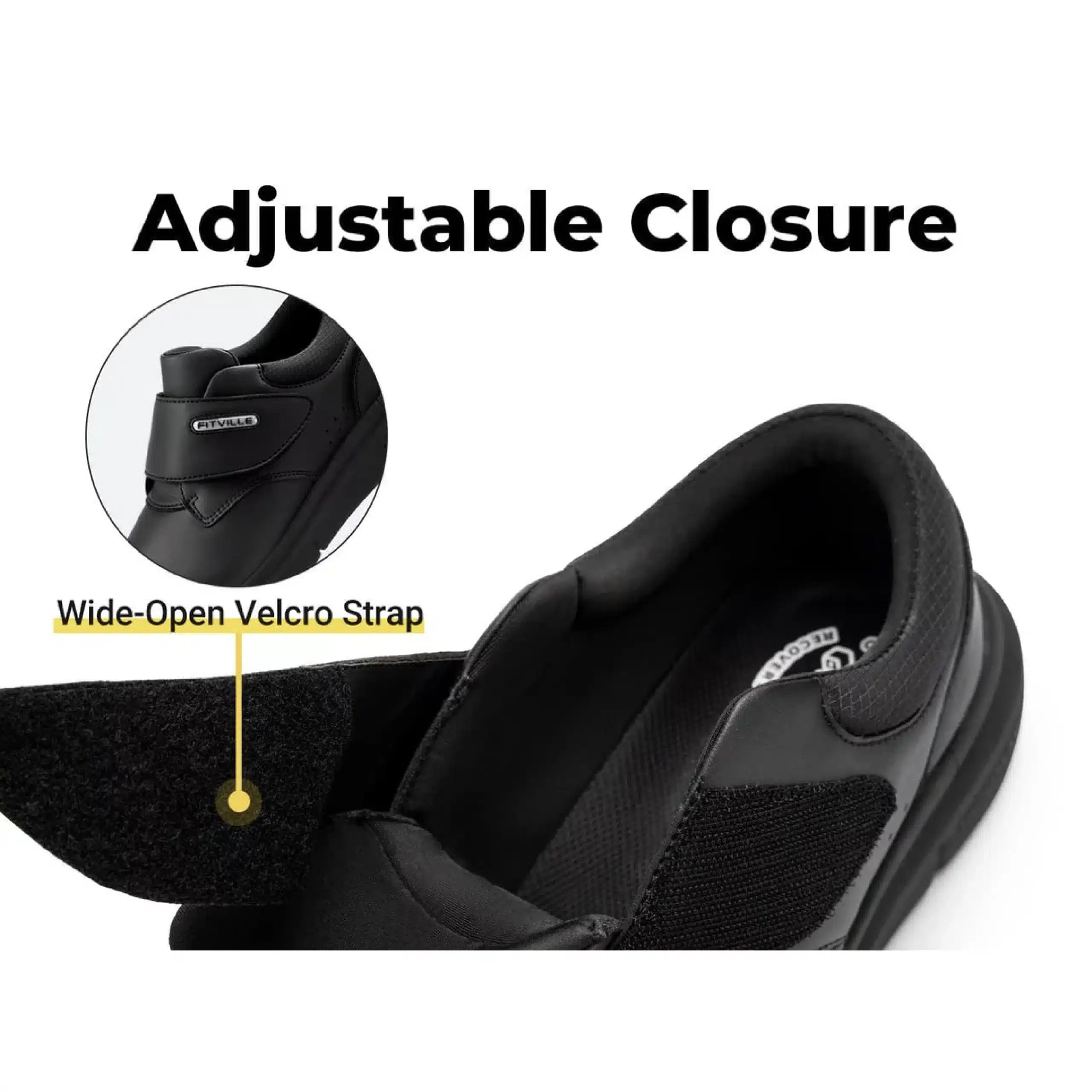 Chaussures Homme Extra Larges – Pour Pieds Gonflés, Larges – Cuir Synthétique, Scratch – Semelle Antidérapante – Confort Au Quotidien - 8