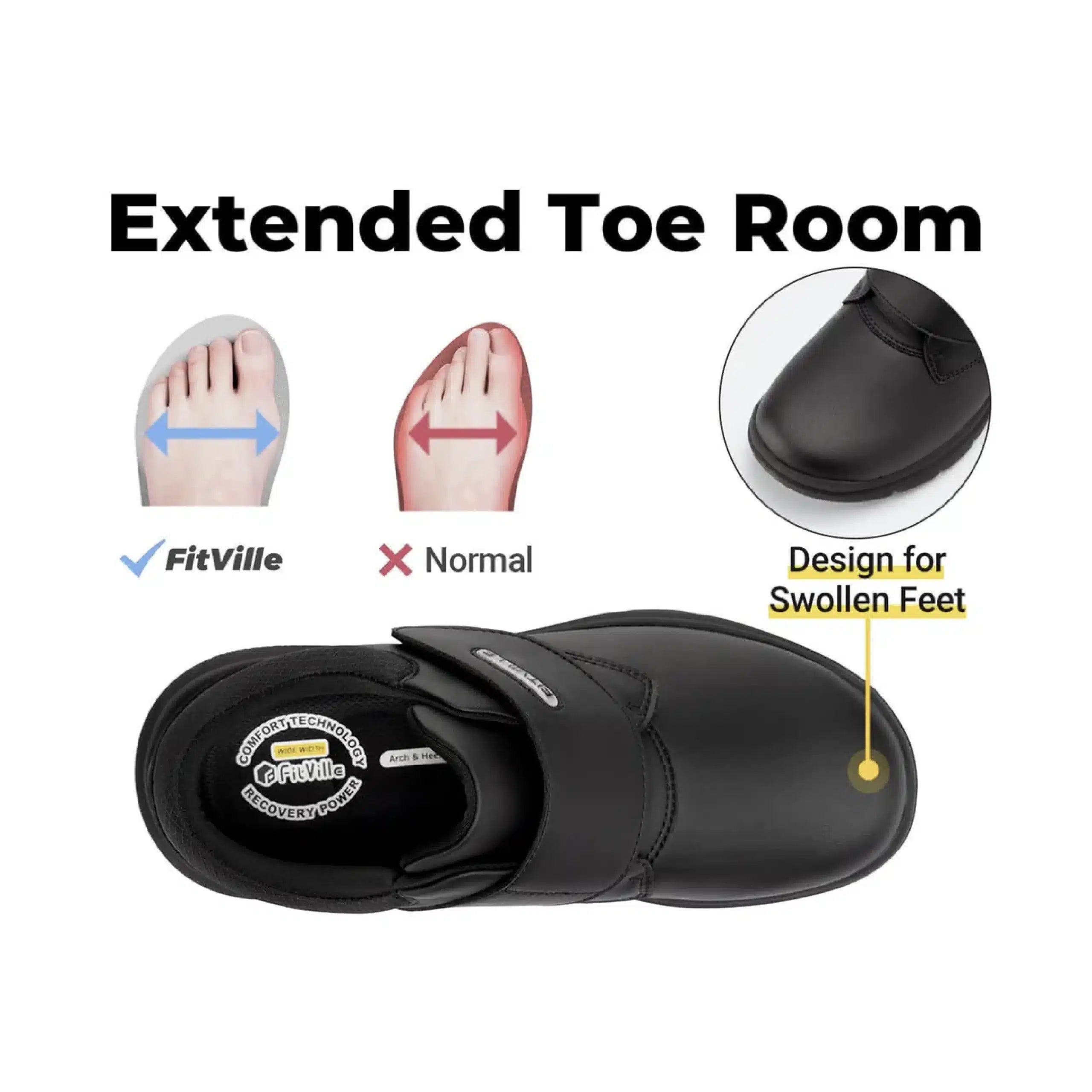 FitVille Men's EasyTop Deluxe Dress Shoe