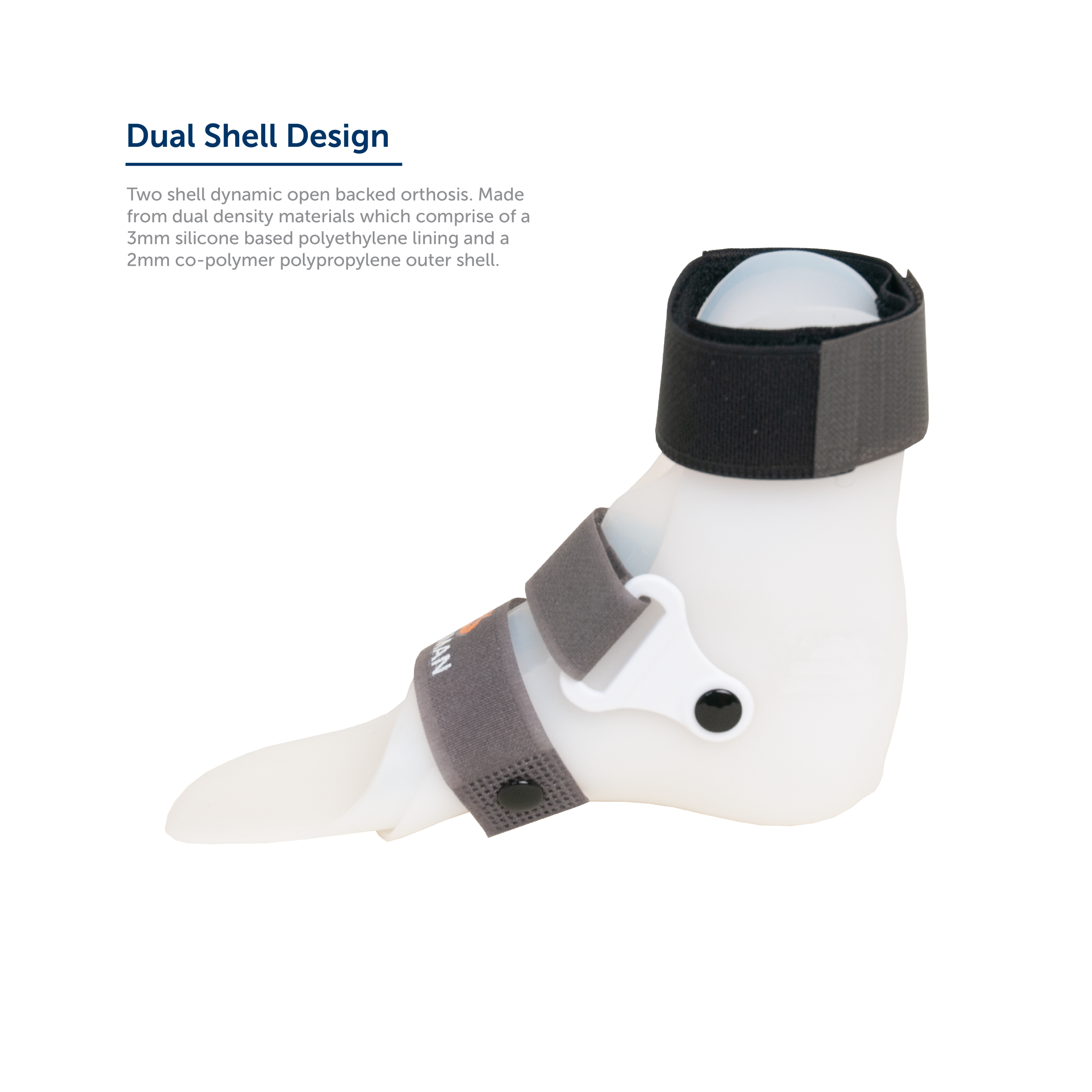 Dyna-Ort® Parrot Open-Back Ankle Foot Orthosis is a two shell brace