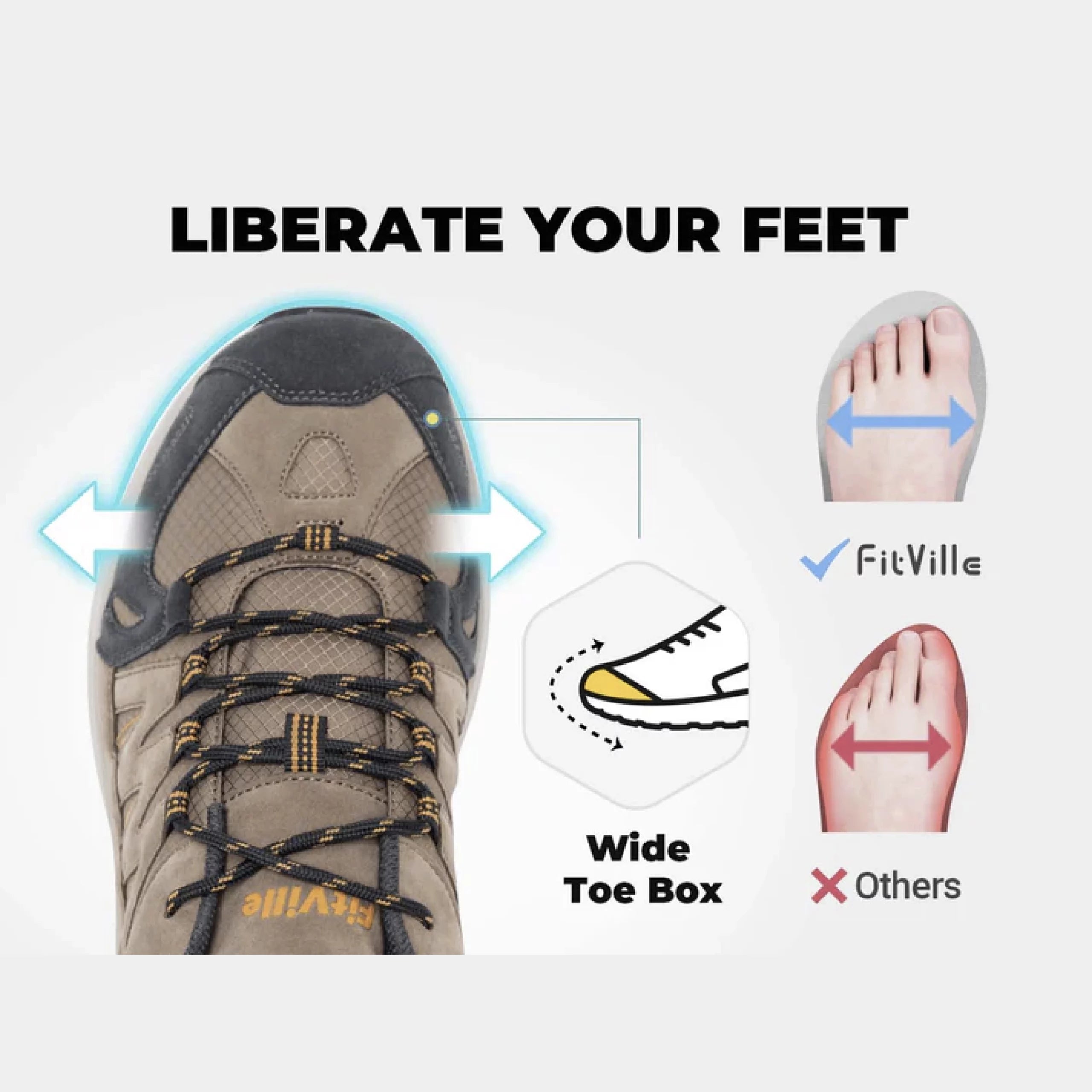 FitVille Men's Low-Top Sturdy Core Hiking Shoes