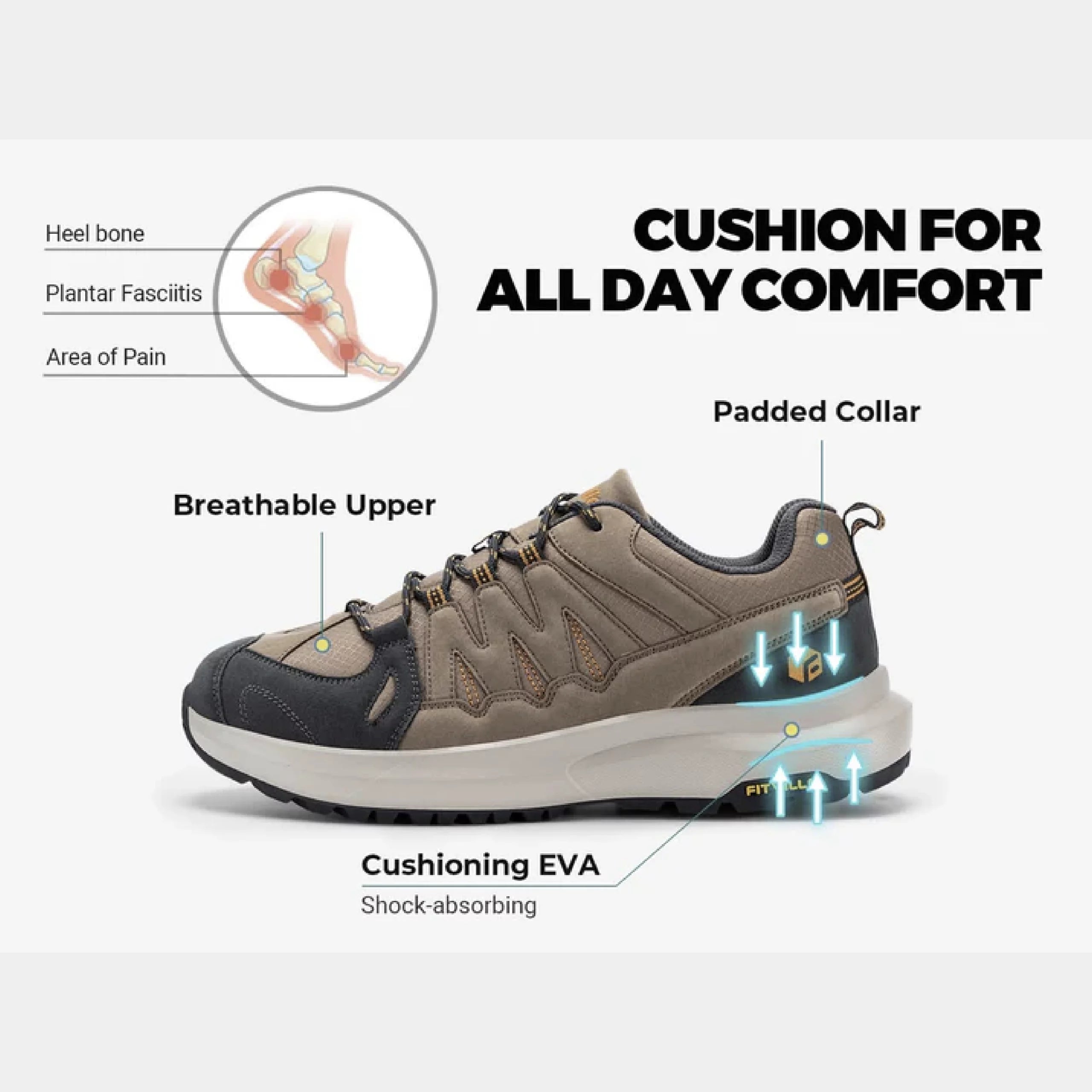 FitVille Men's Low-Top Sturdy Core Hiking Shoes