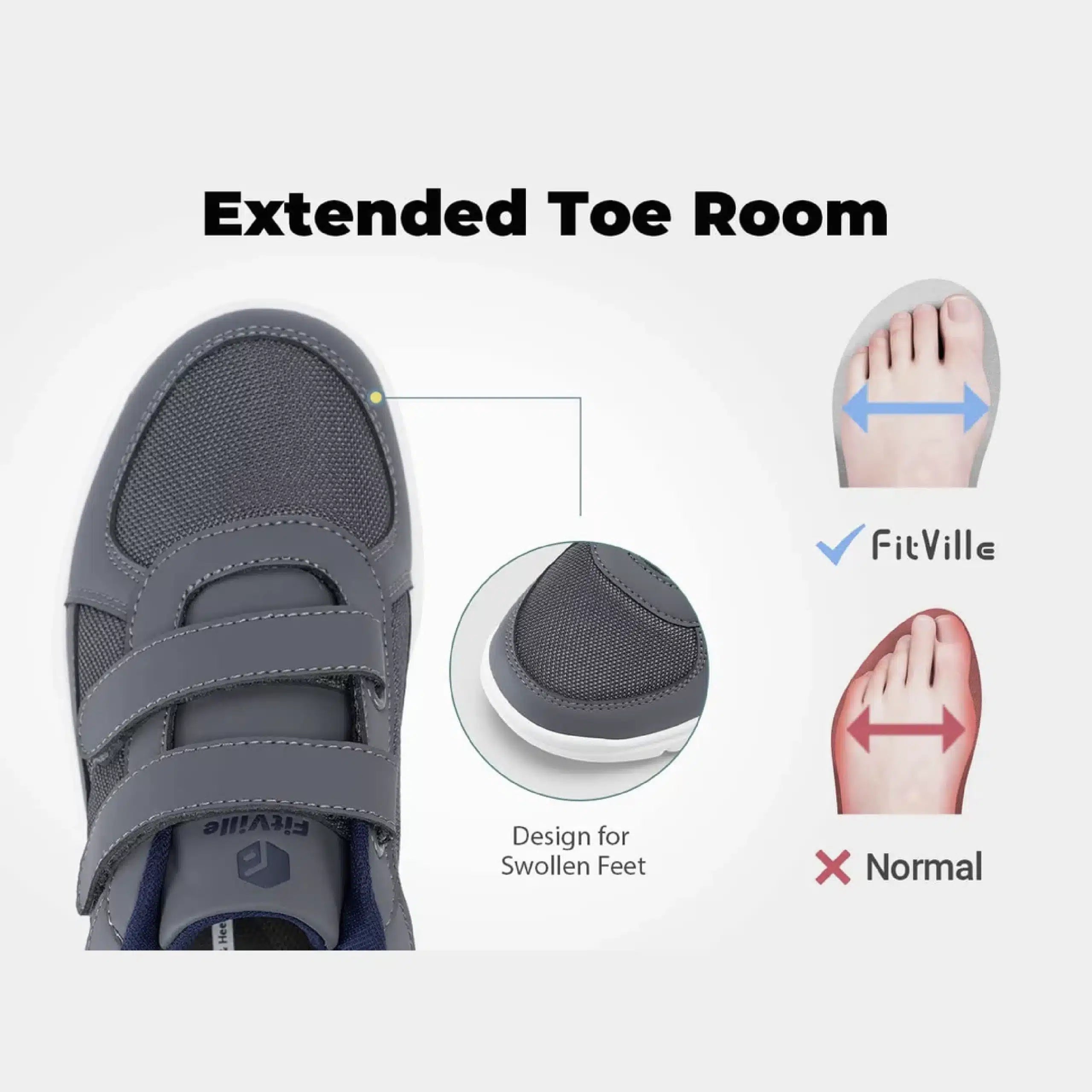 FitVille Men's EasyTop Duo Strap Diabetic Shoes