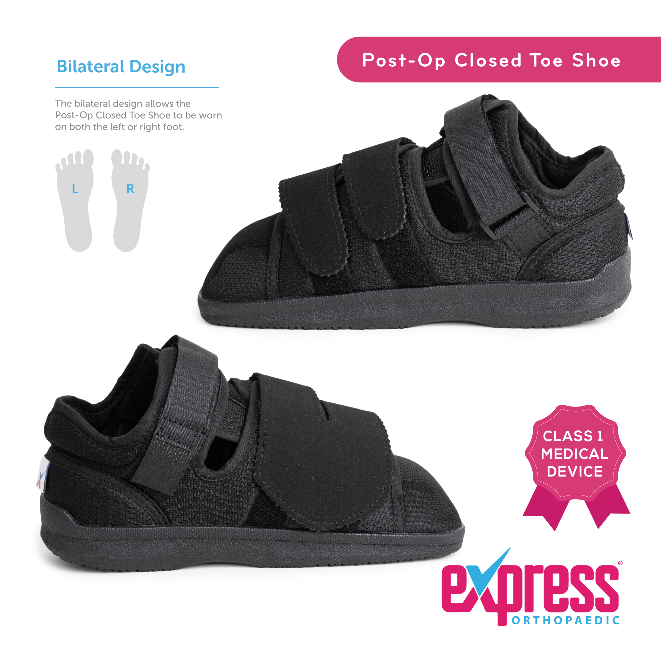 Post-Op Closed Toe Shoe by Express Orthopaedic® - Bilateral Design