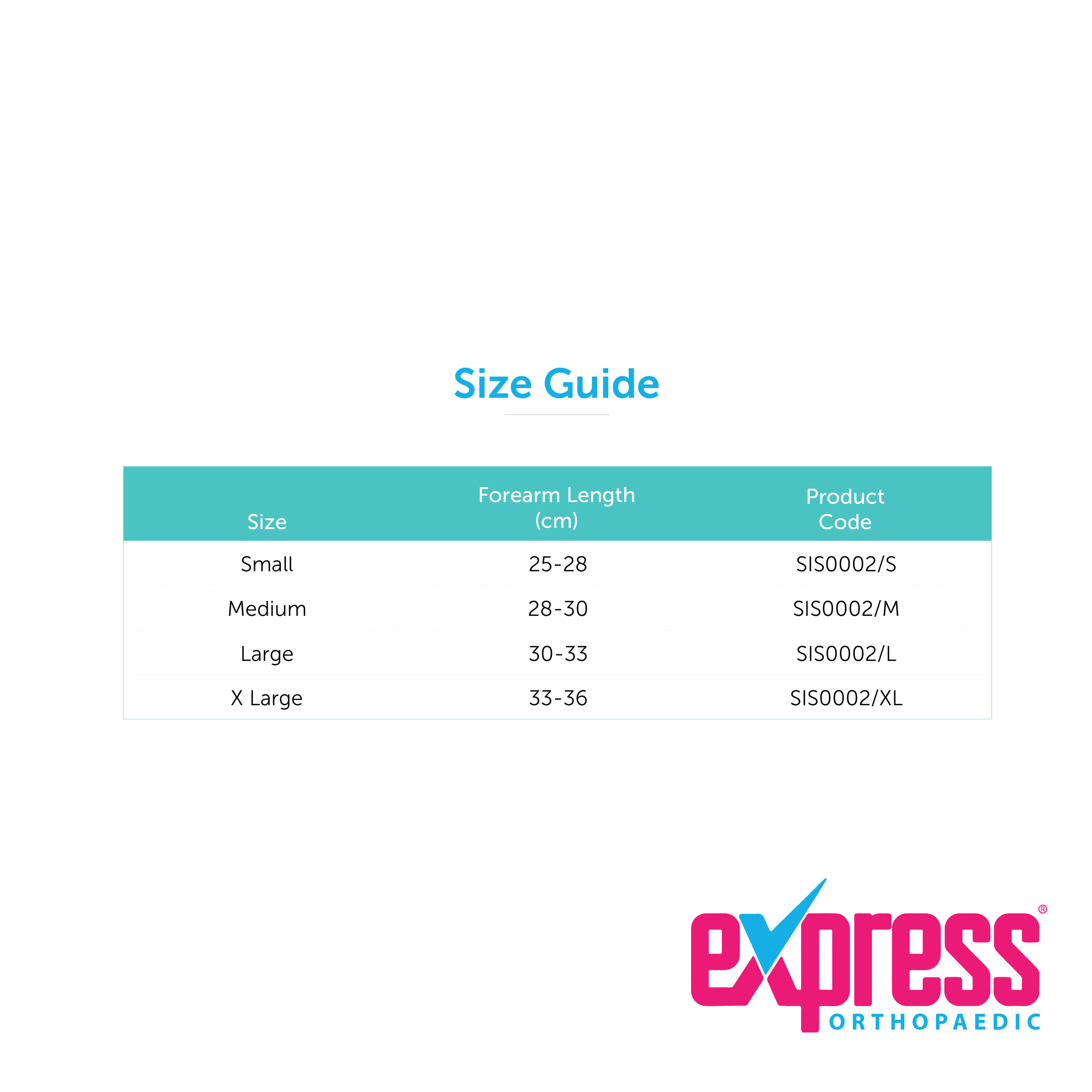 Arm Sling Support_SIS0002_Size Guide
