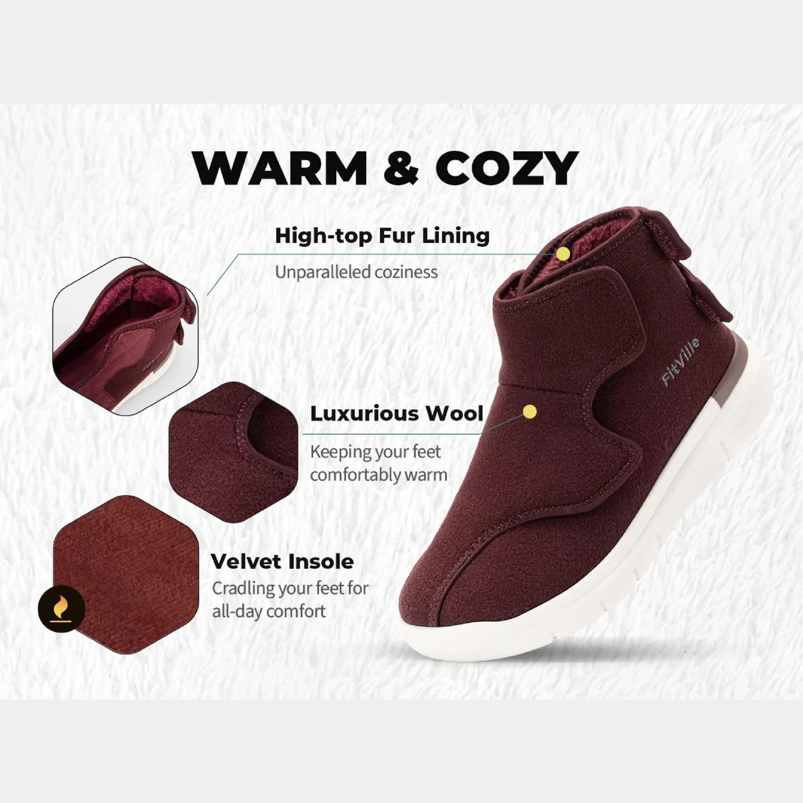 FitVille Women's EasyTop Diabetic Winter Boots V2