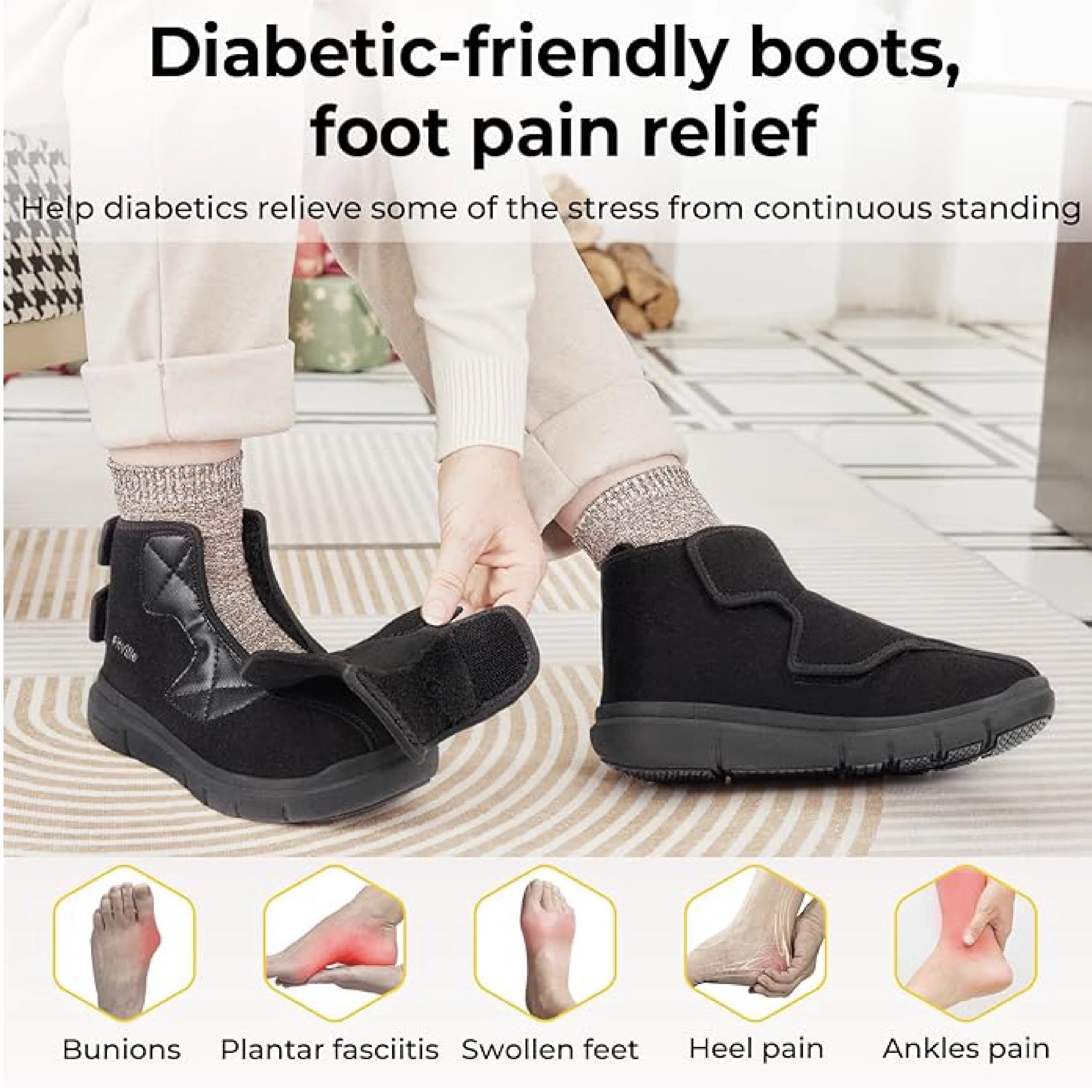 FitVille Women's EasyTop Diabetic Winter Boots V2